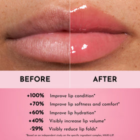 LAWLESS gloss on lips demonstrating Velvet Pink high-shine effect and fuller look benefit