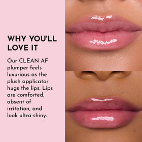 Lawless model wearing gloss demonstrating natural plumping and smooth look