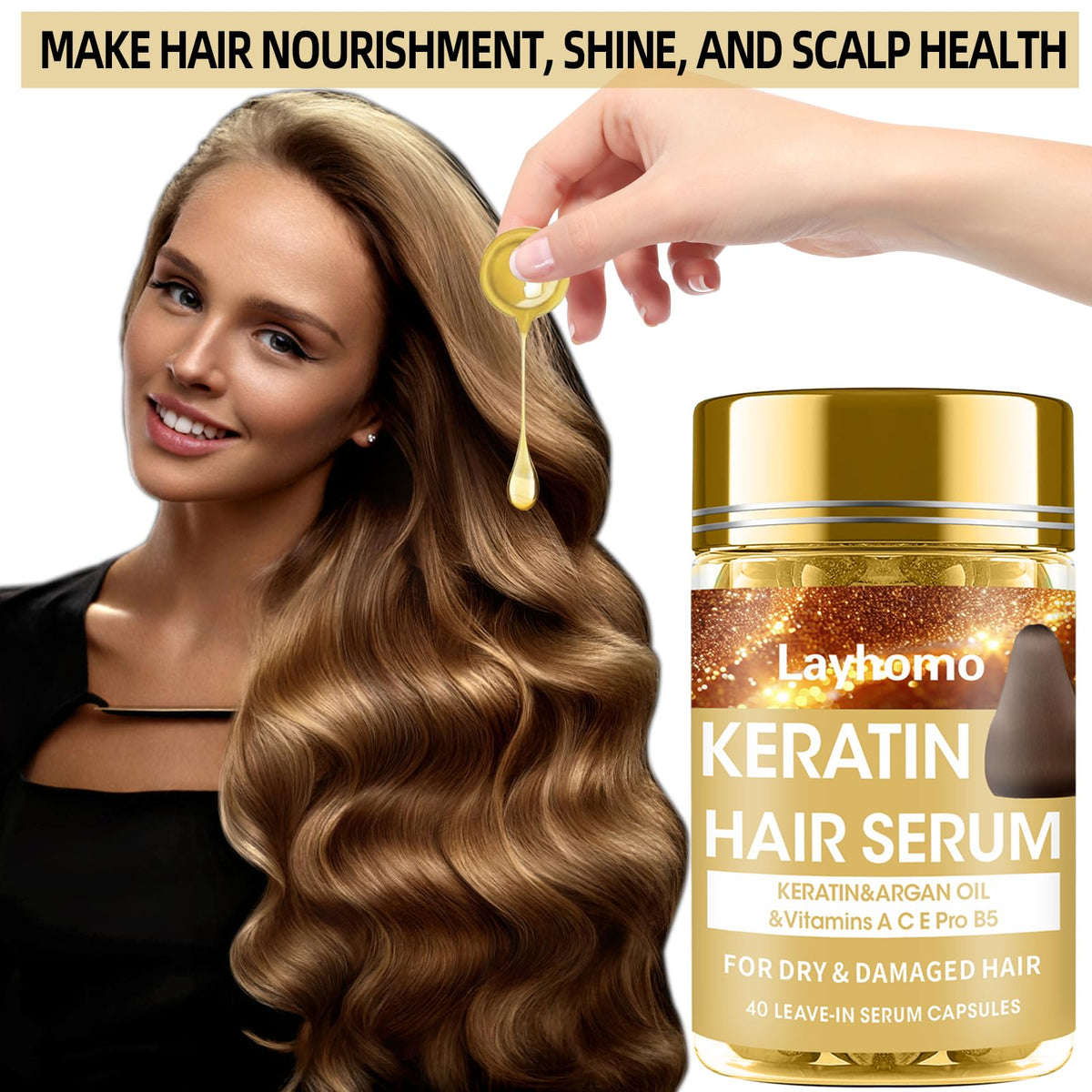 Layhomo ingredients label highlighting argan, keratin and vitamin blend