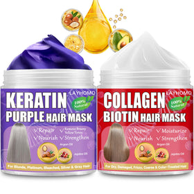 Layhomo purple hair mask front jar showing product label and benefit