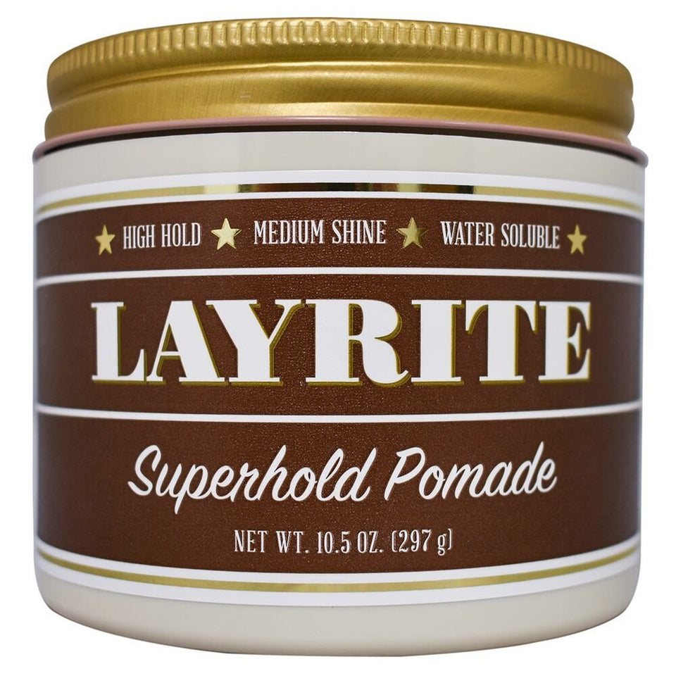 Layrite Superhold jar front view showing label and hold benefits