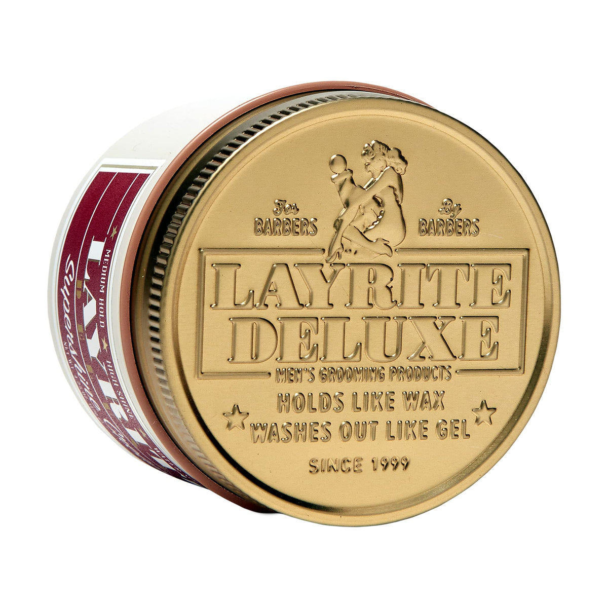 Layrite Supershine Cream applied in hair creating sleek, polished style