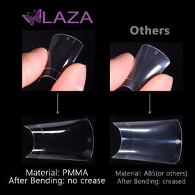 Laza applied on natural nails lifestyle showing polished finish