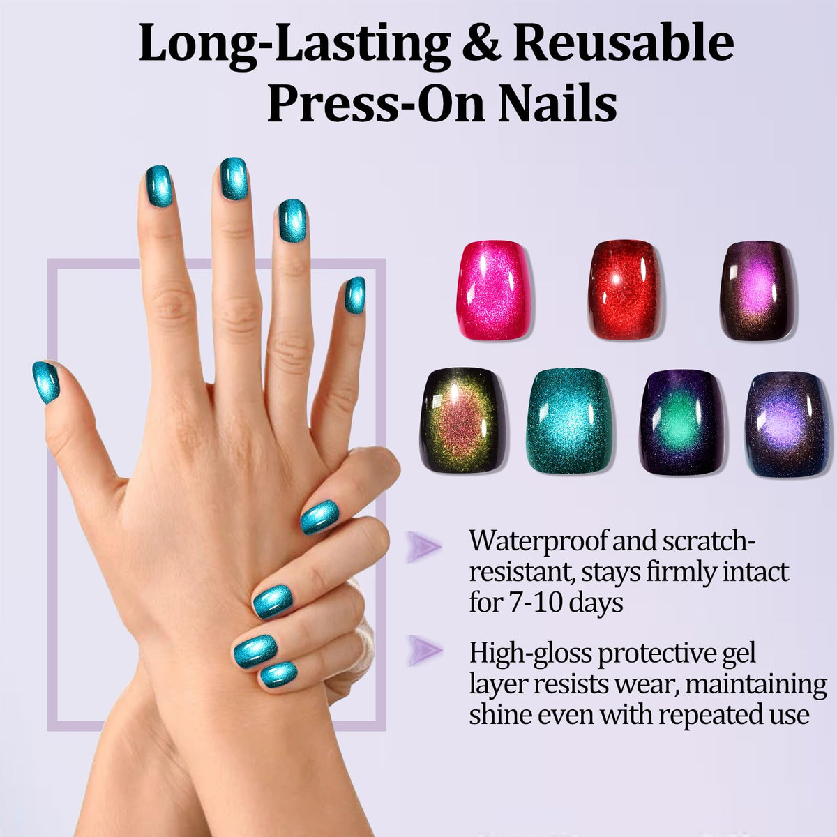 Laza display of seven glossy shades for versatile styling options