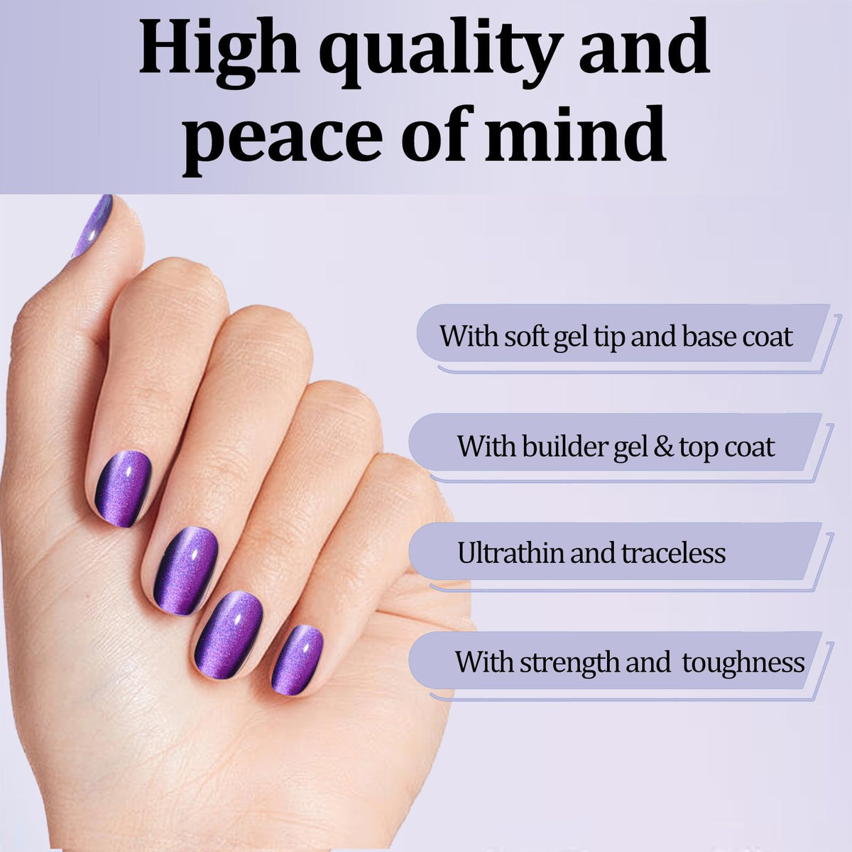 Laza nail tips next to ruler illustrating short square scale and practicality