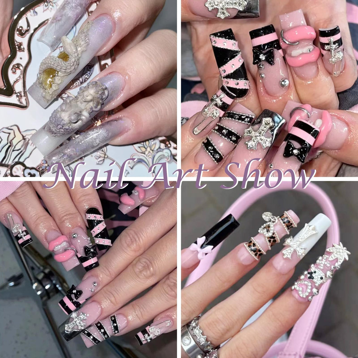 Laza nails being decorated in a salon setting showing practical use and finished look