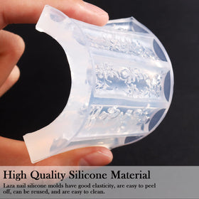 Laza molds size comparison on ruler illustrating fit for different nail beds