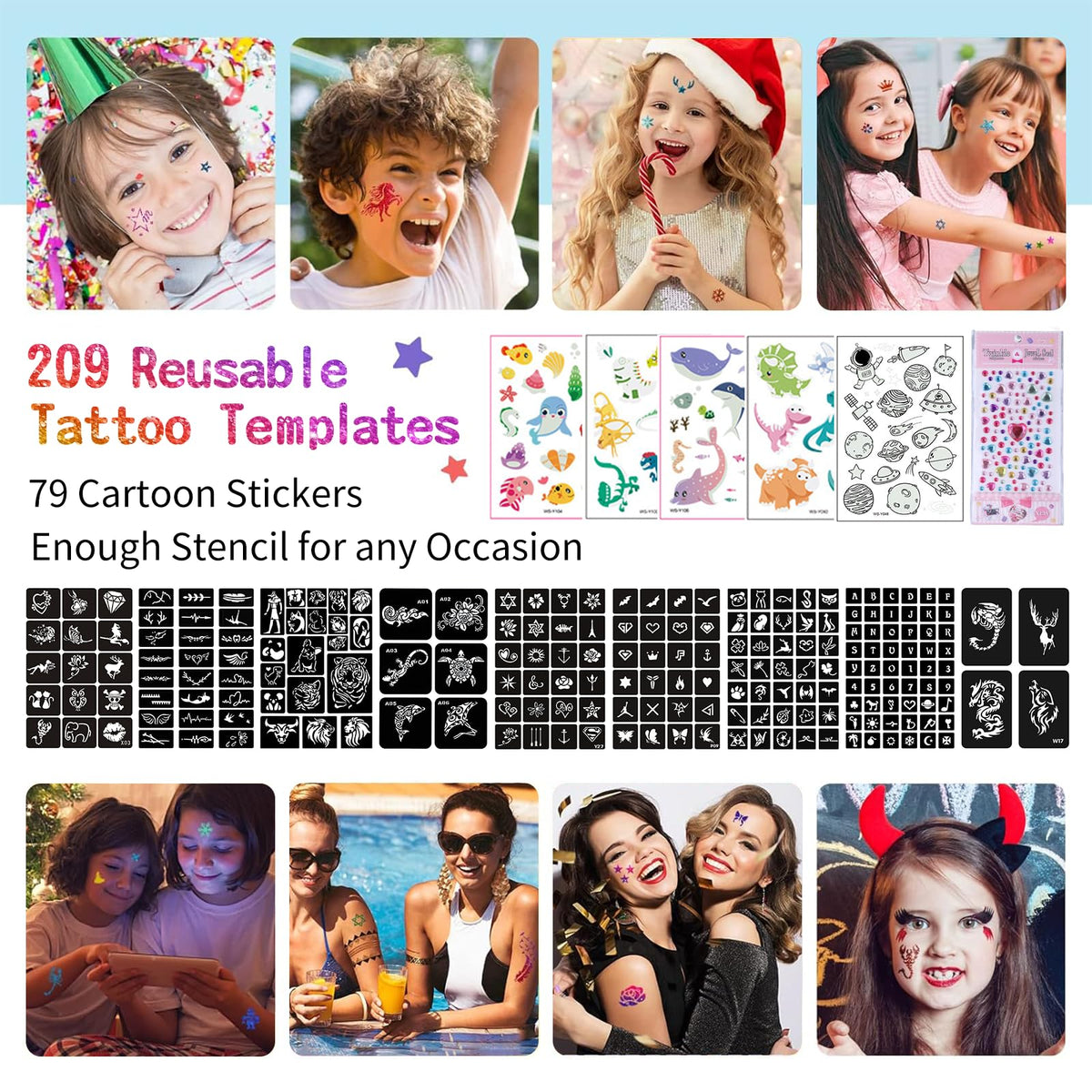 LCDGTJ reusable stencils spread including animals and letters for precision