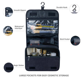 Lcsmaokin unfolded organizer filled with full-size shampoo and brushes for quick access