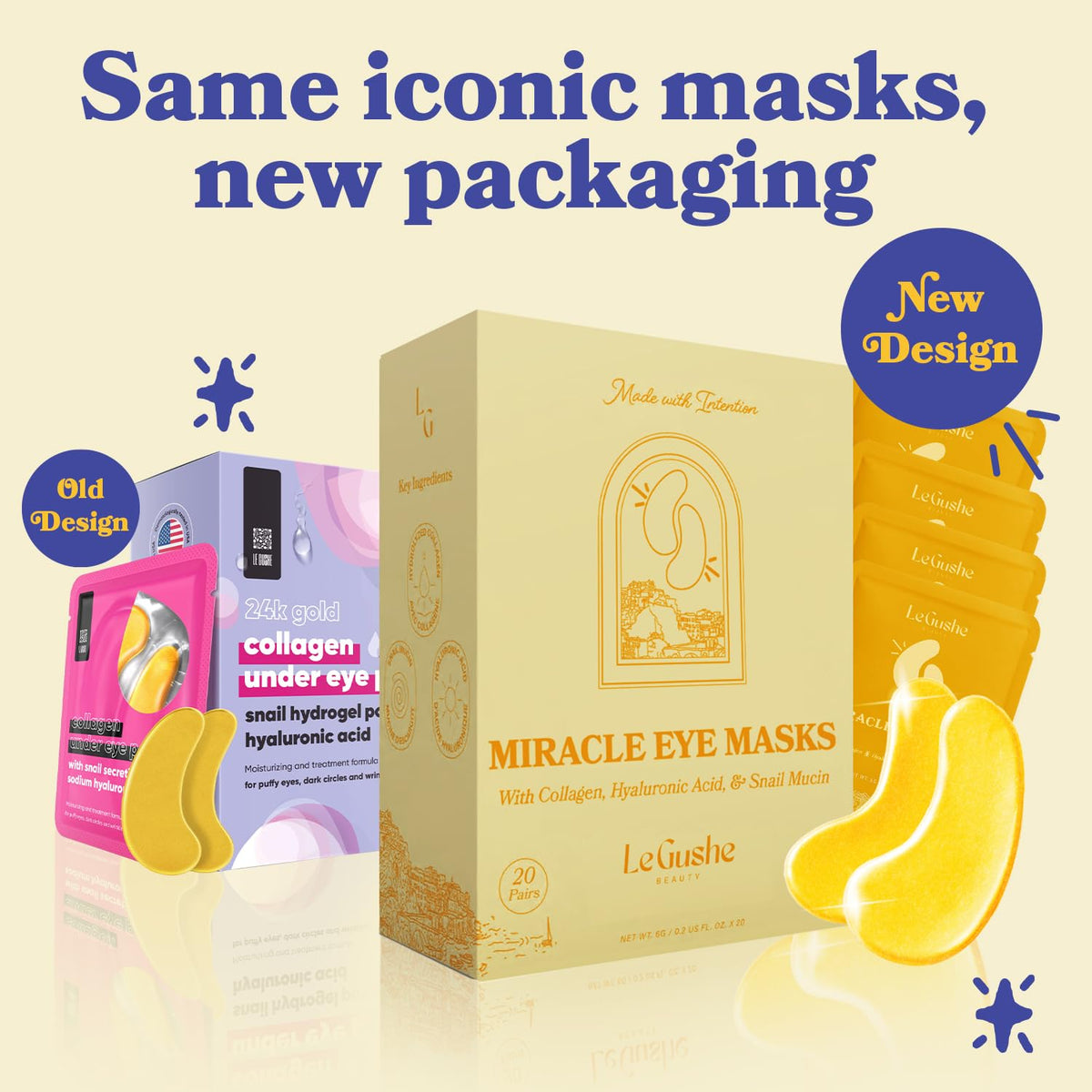 LE GUSHE all pairs displayed flat depicting quantity and packaging