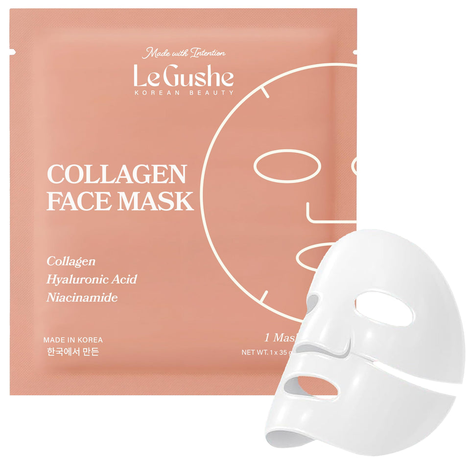LE GUSHE front packaging showing four hydrogel mask packs for intense hydration