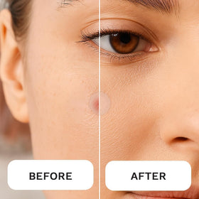 LE GUSHE patch applied to cheek demonstrating protective coverage