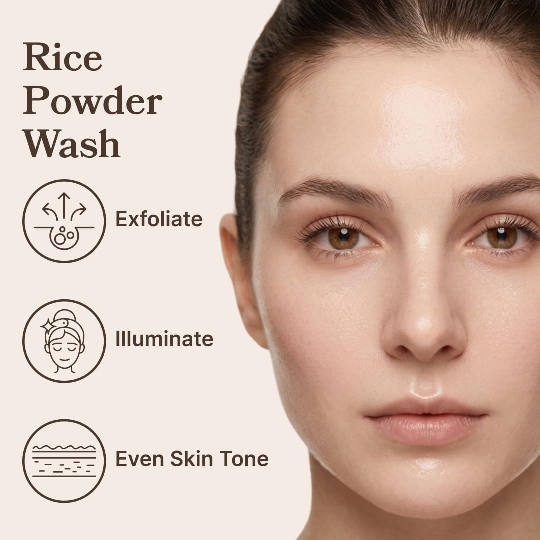 LE GUSHE texture close-up of fine rice powder, shows smooth blending benefit