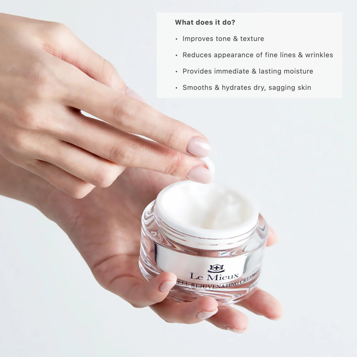 Le Mieux jar on nightstand illustrating evening routine nourishment benefits