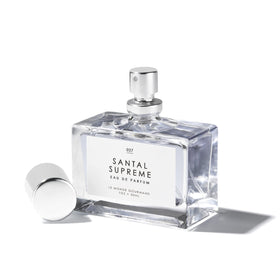 Le Monde Gourmand bottle beside a coin showing 30 ml size and easy portability