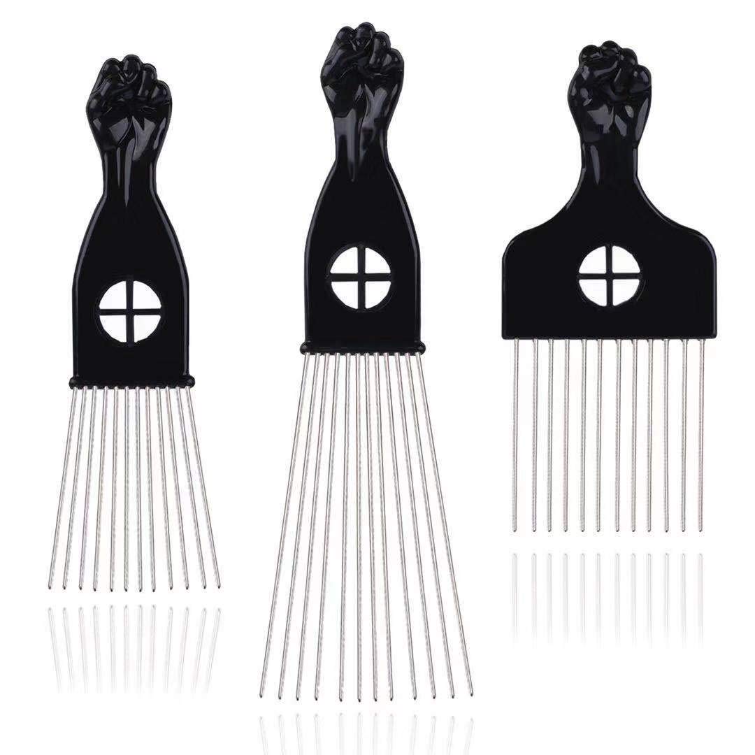 LEADUWAY front view of black metal hair pick showing sleek design and lift benefit
