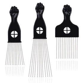 LEADUWAY front view of black metal hair pick showing sleek design and lift benefit