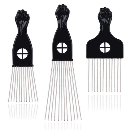 LEADUWAY front view of black metal hair pick showing sleek design and lift benefit