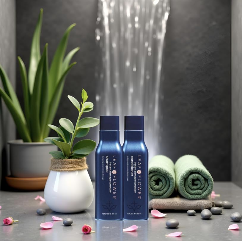Leaf & Flower shampoo texture on palm showing gentle, foaming botanical cleanse