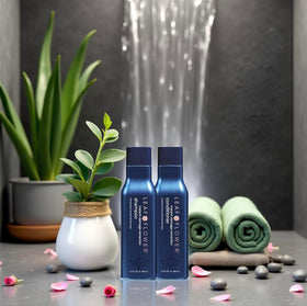 Leaf & Flower shampoo texture on palm showing gentle, foaming botanical cleanse