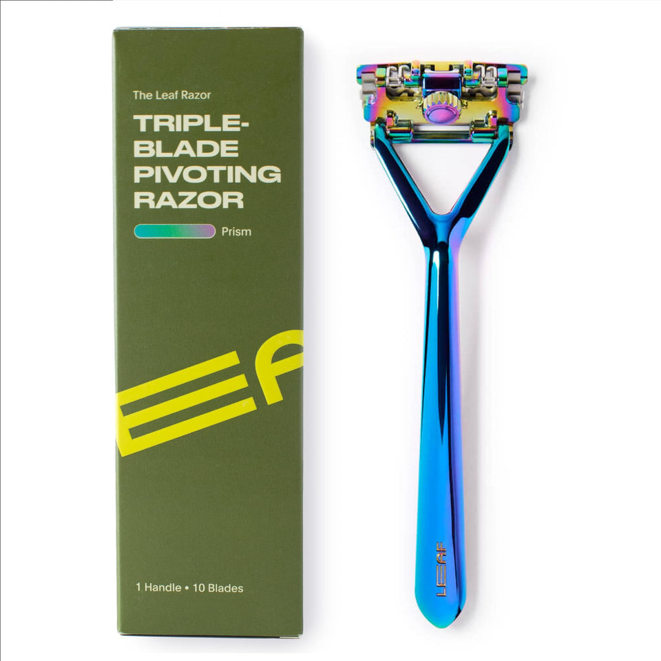 Leaf Shave Prism front view showing sleek metal finish and durable build for lasting comfort