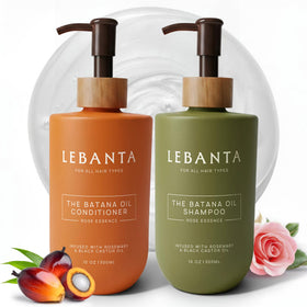 Lebanta front packaging showing shampoo and conditioner for easy identification and trust