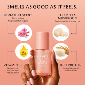 Lebanta mist on hair showing improved shine and softer looking strands