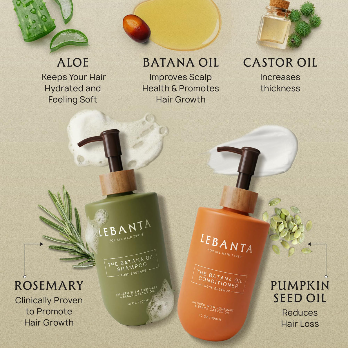 Lebanta shampoo pump dispensing gentle lather for effective, sulfate-free cleansing