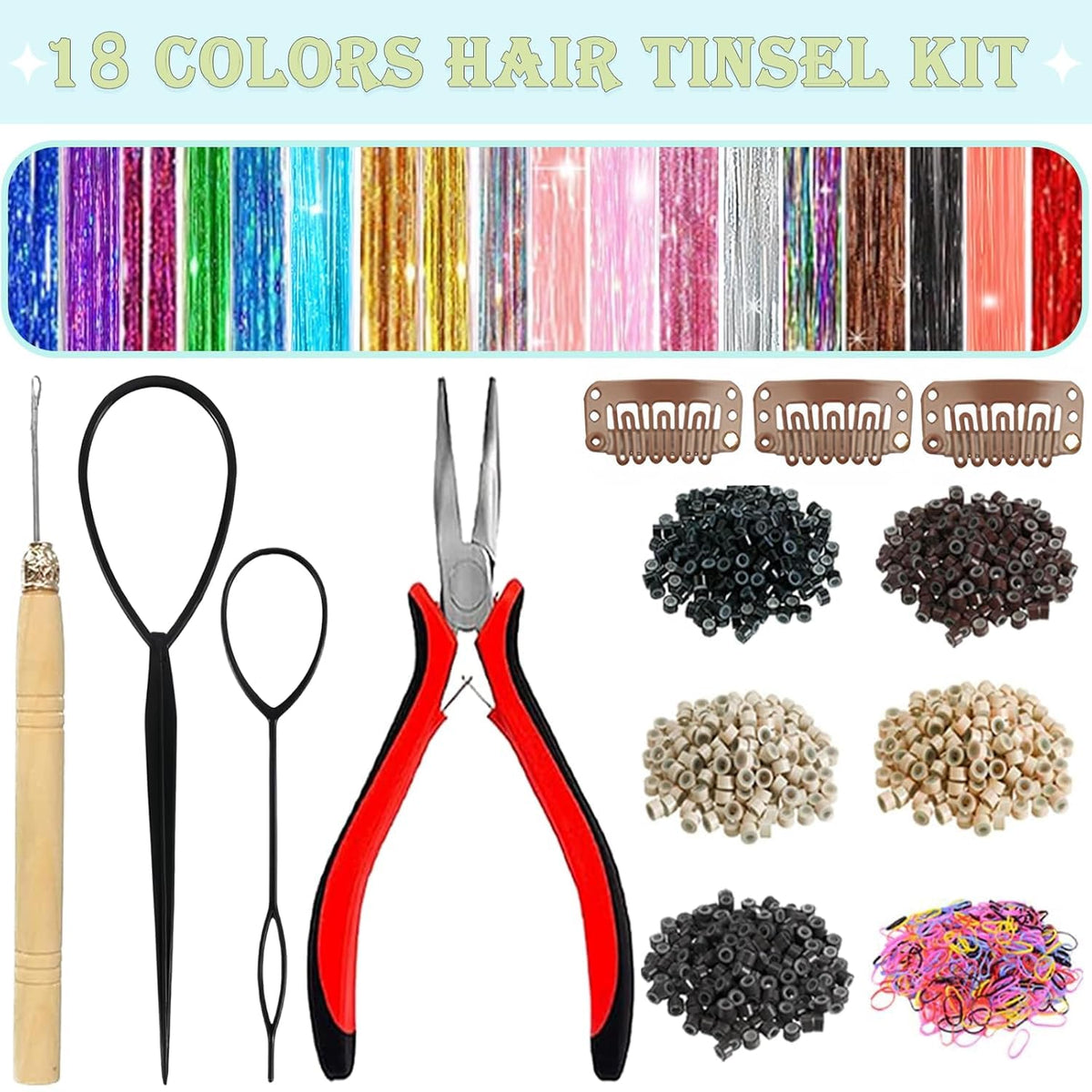 LEDIZE color array close-up showing 18 holographic strands, vivid mix and choice