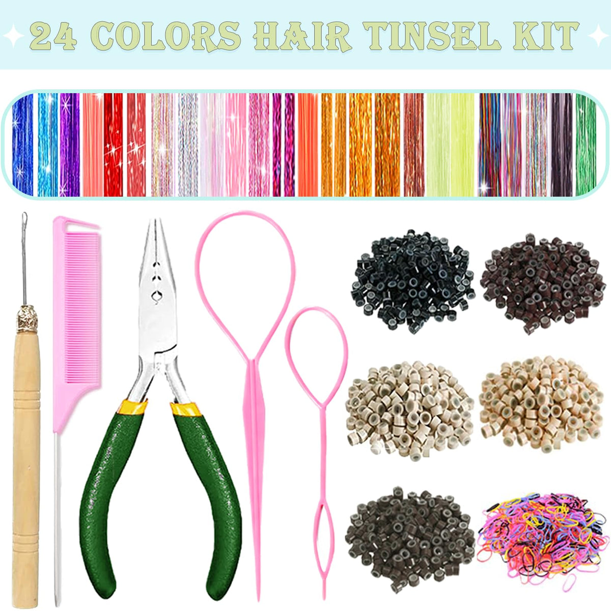 LEDIZE close-up of holographic tinsel strands showcasing vibrant colors and reflective sparkle