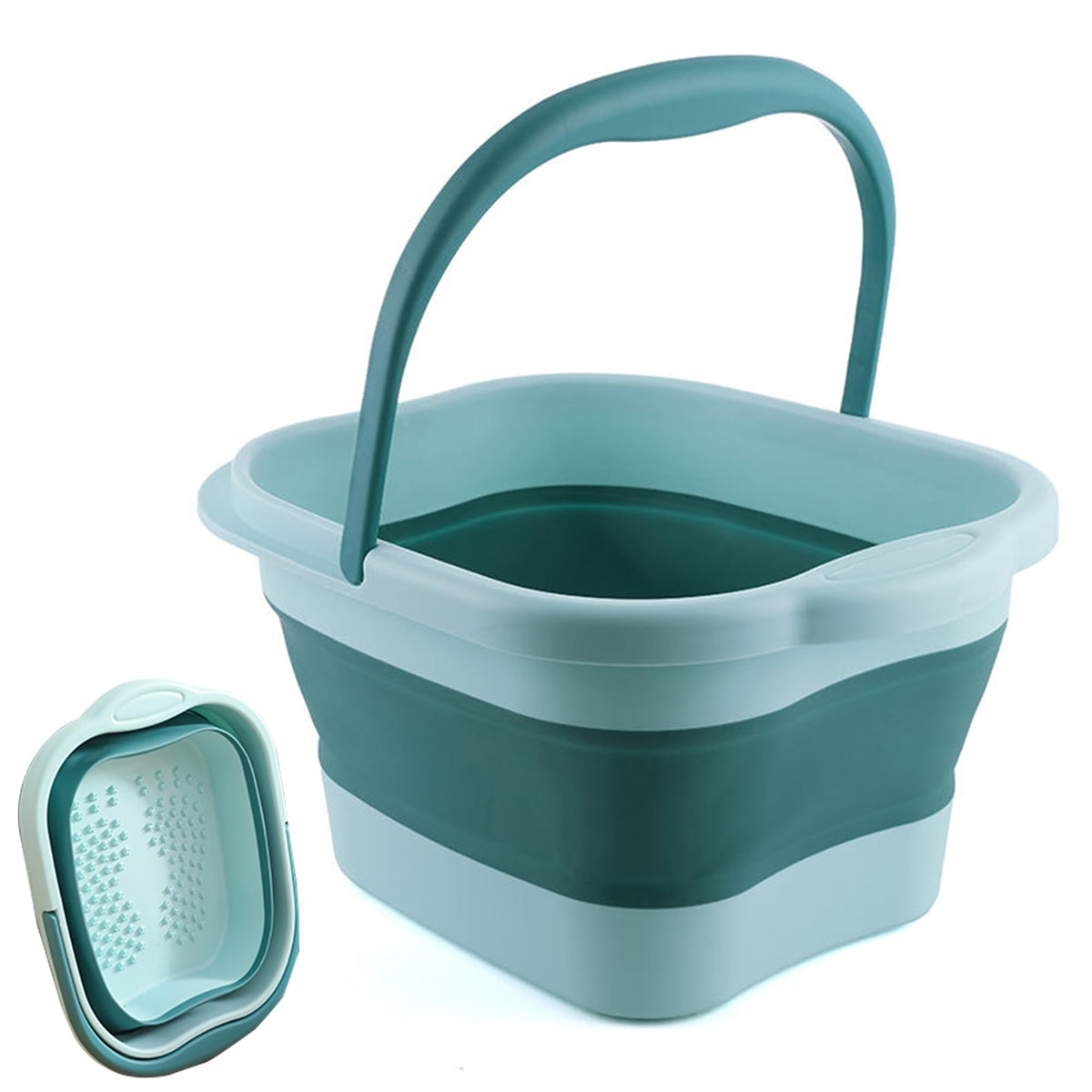 Leemeimei foot bath front view showing full basin and handle, easy portability benefit