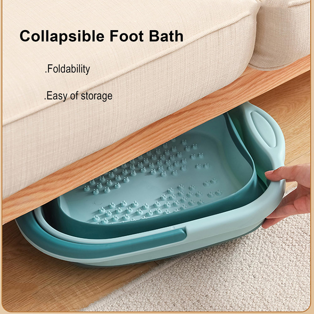 Leemeimei foot bath handle and folded side detail, comfortable carry and pour