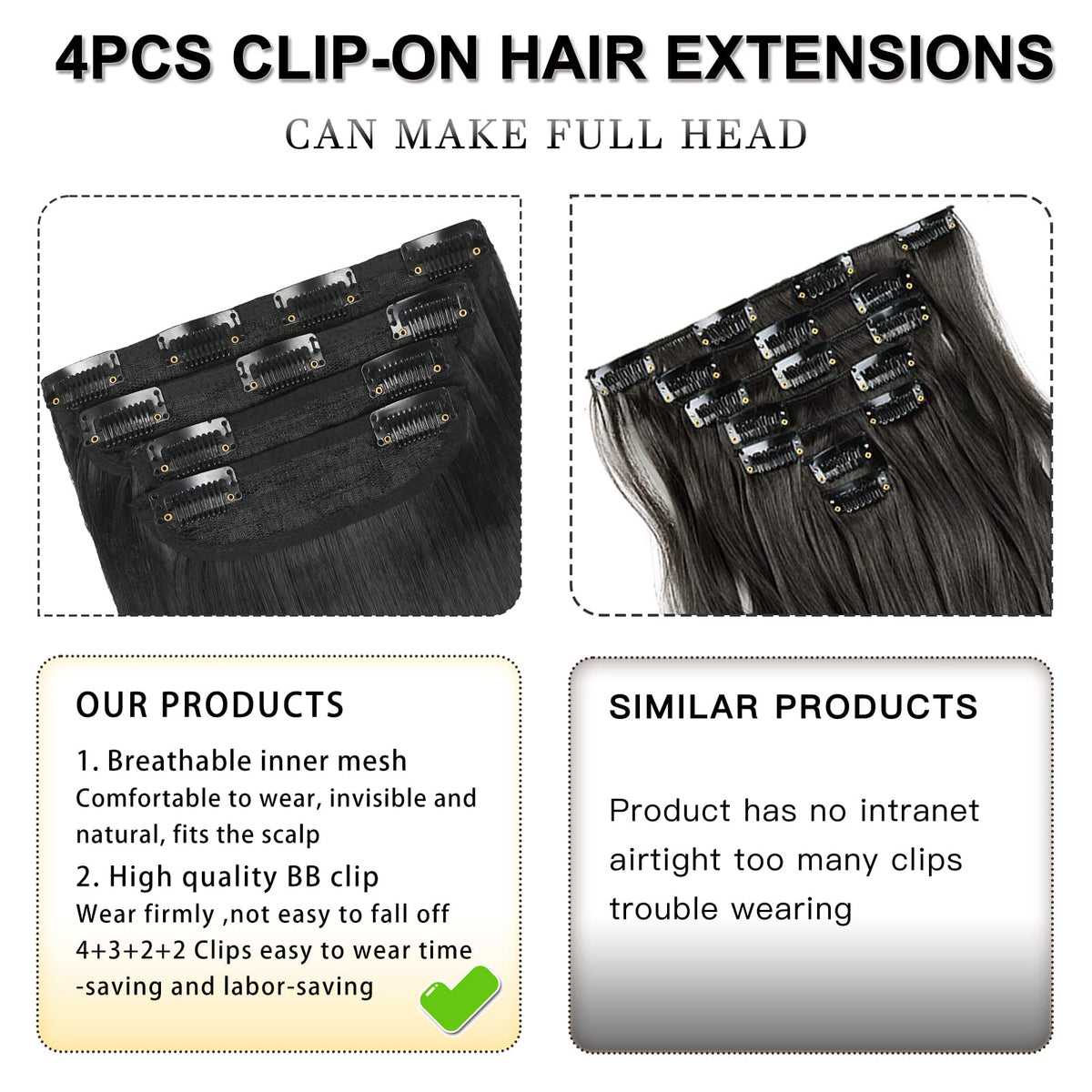 LEEONS extensions beside ruler showing 20-inch length for scale and styling options
