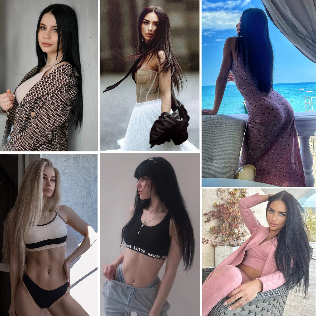 LEEONS lifestyle shot outdoor on model showcasing sleek long hair and everyday wearability