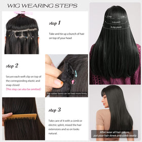 LEEONS layout of clips and wefts on flat surface showing organization and easy storage
