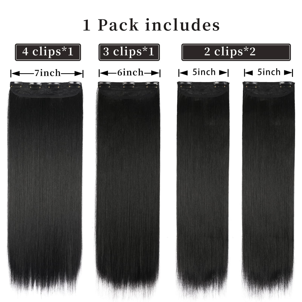 LEEONS texture close-up of straight synthetic strands showing soft, thick fibers for natural look