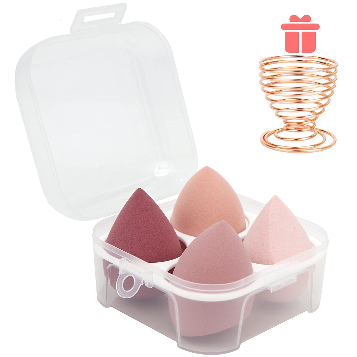 Leeshine front packaging showing 4 pink sponges and holder, organized for convenience