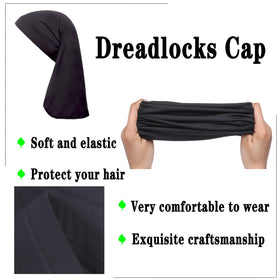 Leeven cap worn over long braids showing protection and reduced frizz