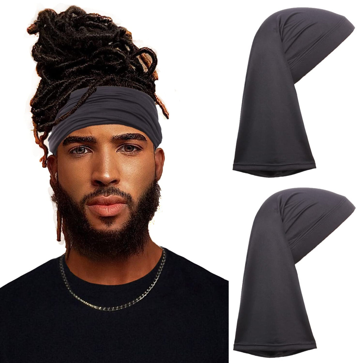 Leeven front view cap showing wide elastic and neat finish for secure hold