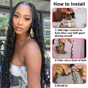 Leeven in-use photo of boho box braids demonstrating natural look and styling versatility