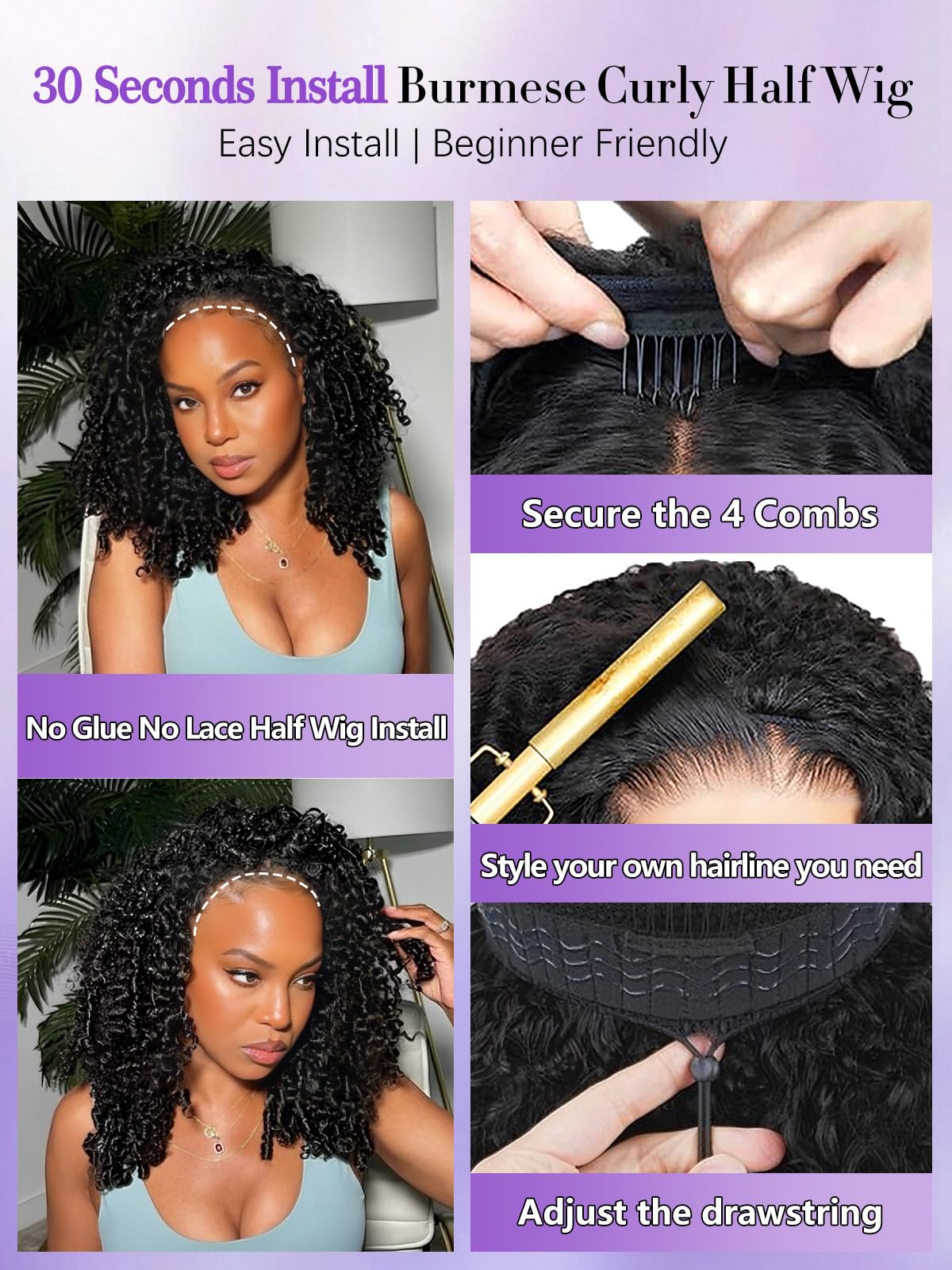 Legendhair drawstring and comb detail showing secure fit and easy adjustment benefit