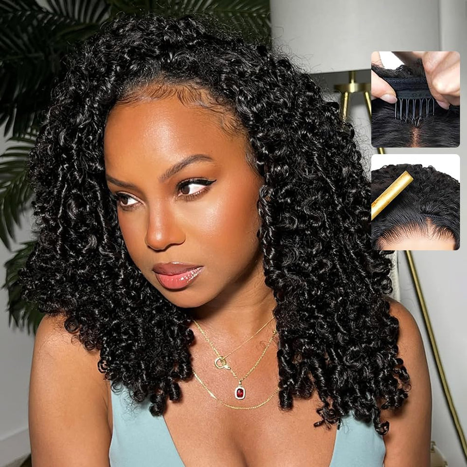 Legendhair front view of 18-inch Burmese curly half wig showing natural volume benefit