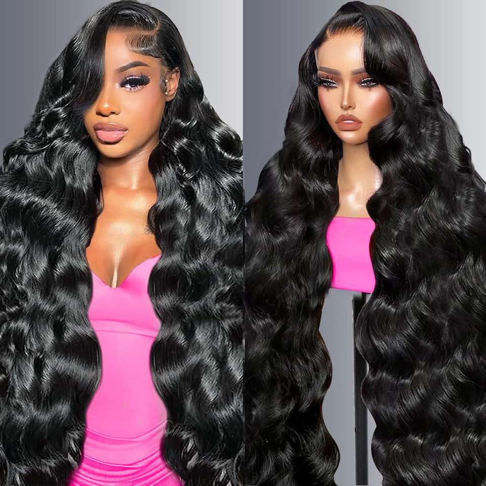 LEHOO front view of 30 inch wig showing natural hairline and benefit of realistic look