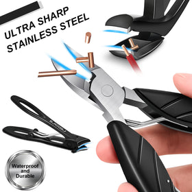 Leipple cutters with catcher feature containing clippings and minimizing mess during use