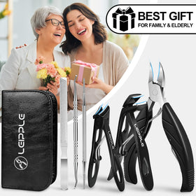 Leipple lifestyle bathroom pedicure setup demonstrating comfortable at-home nail care