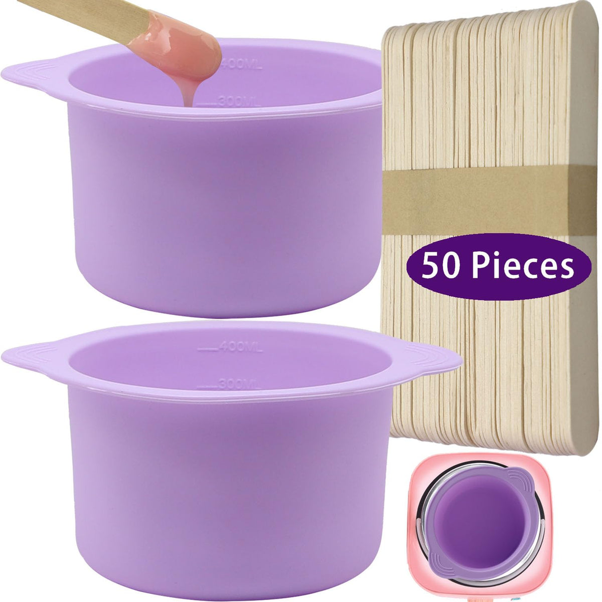 LEISENOR purple silicone liners front view showing two reusable bowls and tidy storage benefit