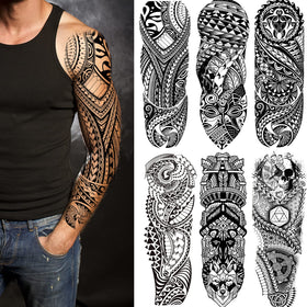 LEOARS sheet layout showing six full-arm sleeve designs, clear print detail benefits realistic look