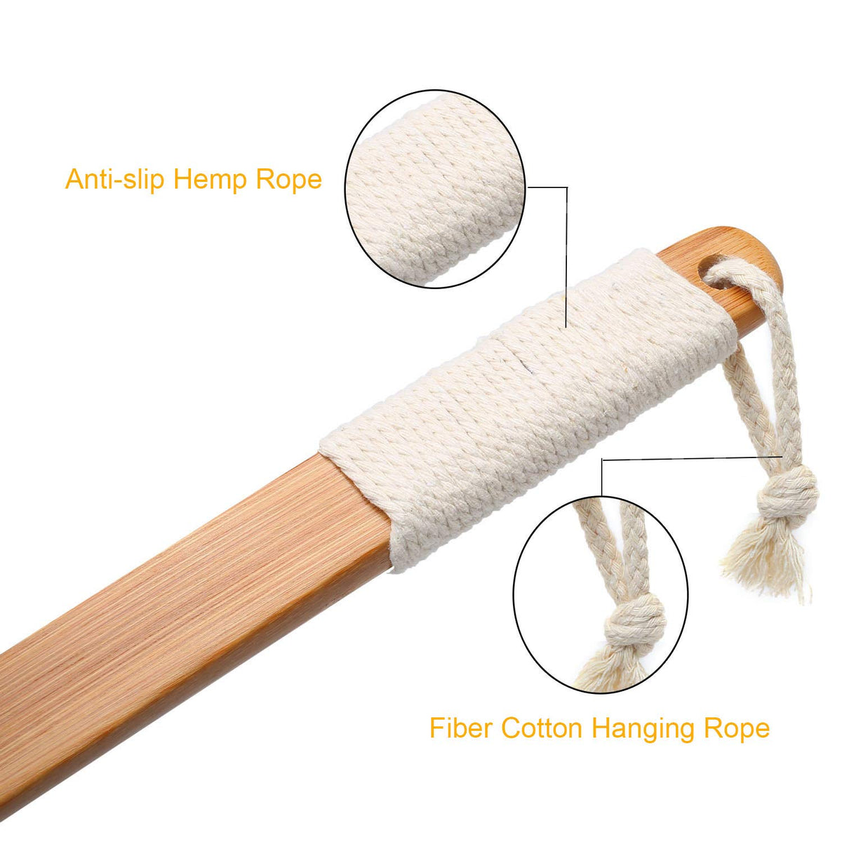 Leotruny hemp-wrapped handle detail for non-slip grip during shower use