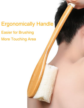 Leotruny in-shower usage reaching mid-back for effortless cleansing and massage