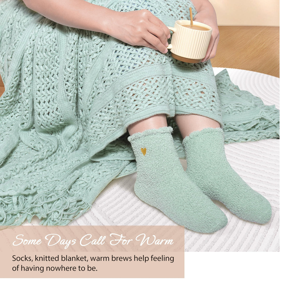Lepiche fuzzy socks and notebook styled to show comfort plus thoughtful journaling